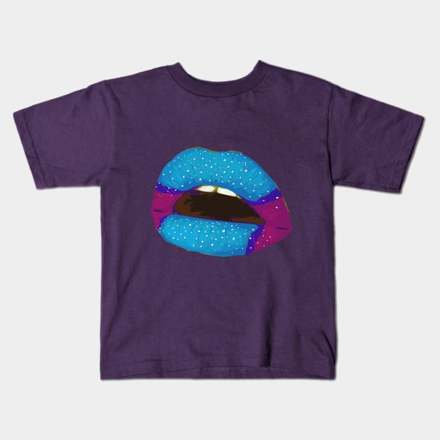 galaxy lips Kids T-Shirt by lazykitty